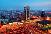Warszawa - centrum miasta, widok z Pałacu  Kultury i Nauki