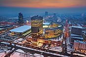 Warszawa - widok na centrum miasta z Pałacu  Kultury i Nauki