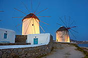 Grecja - wyspa Mykonos, zabytkowe wiatraki w Mykonos
