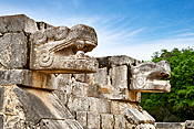 Jaguar head of the Venus Platform, Chichen Itza, Yucatan, Mexico